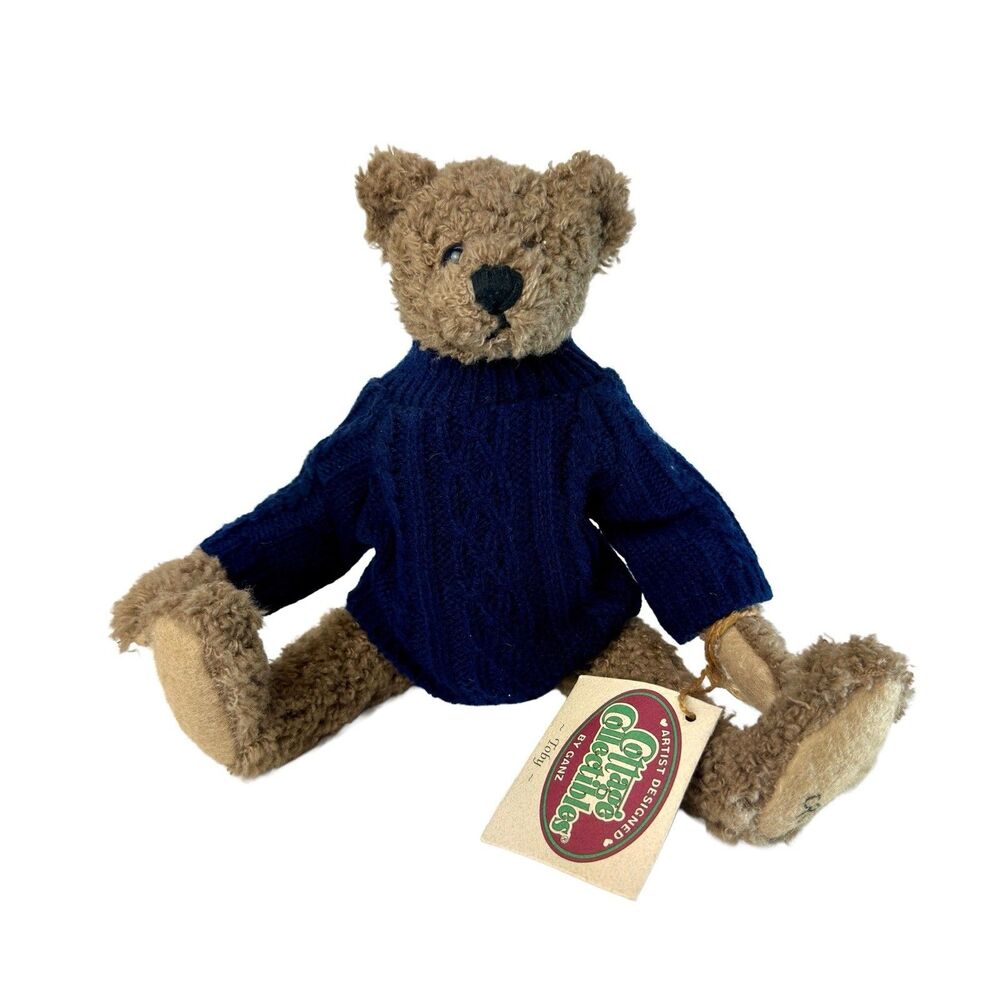 Cottage Collectibles Toby Bears By Ganz Blue Sweater Soft
